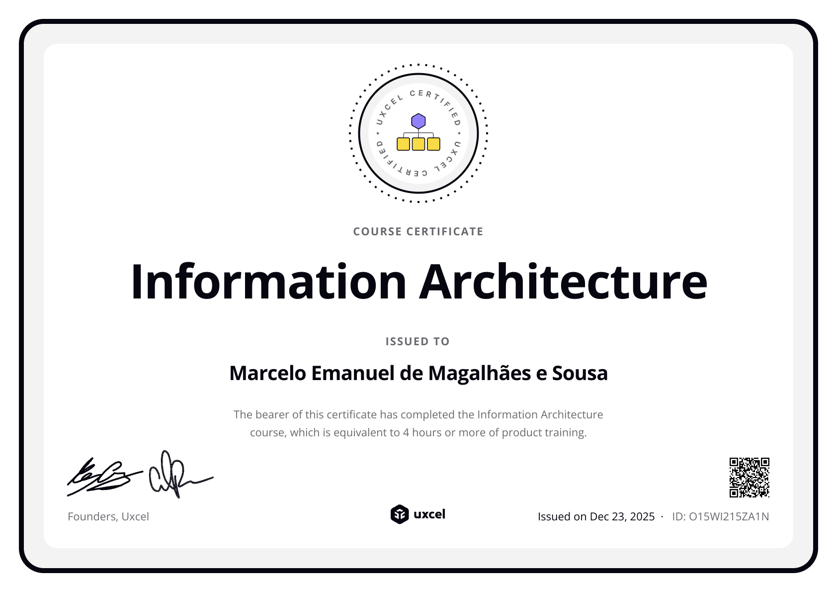 Marcelo Sousa's certificate